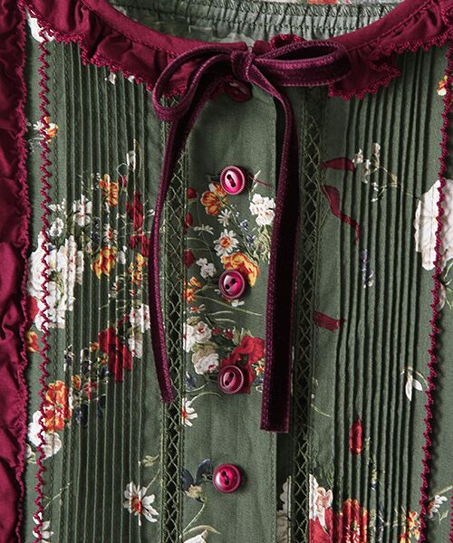 PINK HOUSE / ピンクハウス ロング・マキシ丈ワンピース | オフィーリアの花飾りプリントワンピース | 詳細7