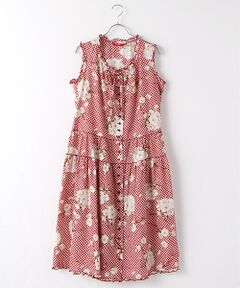 PINK HOUSE / ピンクハウス ロング・マキシ丈ワンピース | 野ばらギンガムプリントノースリーブワンピース