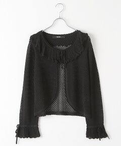 PINK HOUSE / ピンクハウス カーディガン・ボレロ | 衿付き透かしカーディガン