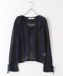 PINK HOUSE / ピンクハウス カーディガン・ボレロ | 衿付き透かしカーディガン