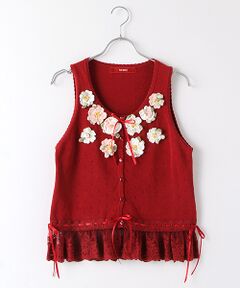 PINK HOUSE / ピンクハウス ベスト | 野ばらモチーフニットベスト