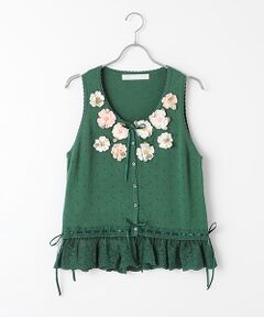 PINK HOUSE / ピンクハウス ベスト | 野ばらモチーフニットベスト