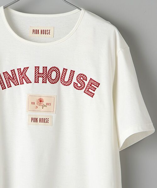 PINK HOUSE / ピンクハウス チュニック | ギンガムロゴアップリケ付きカットソーチュニック | 詳細3