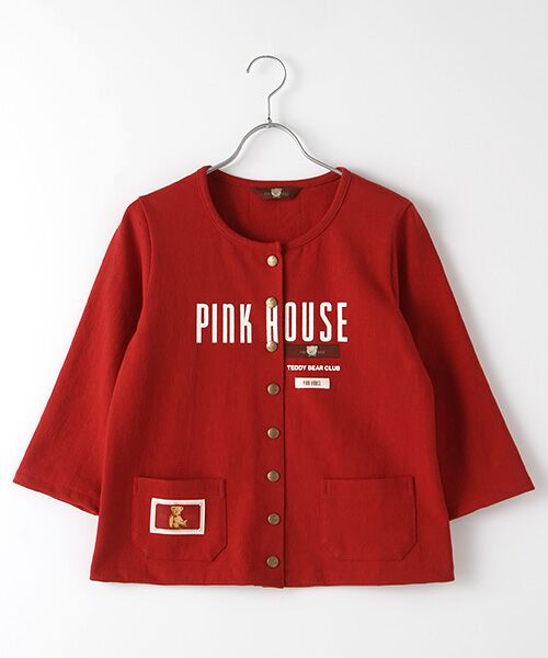 PINK HOUSE / ピンクハウス カーディガン・ボレロ | ロゴネーム使いスナップカーディガン（アカ）