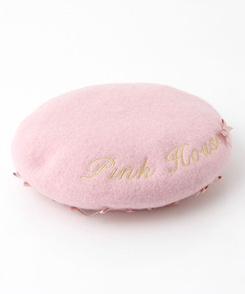 PINK HOUSE×misako&erinko】ロゴ&リボン付きベレー帽 （ハンチング
