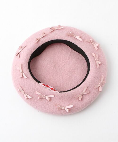 【PINK HOUSE×misako&erinko】ロゴ&リボン付きベレー帽