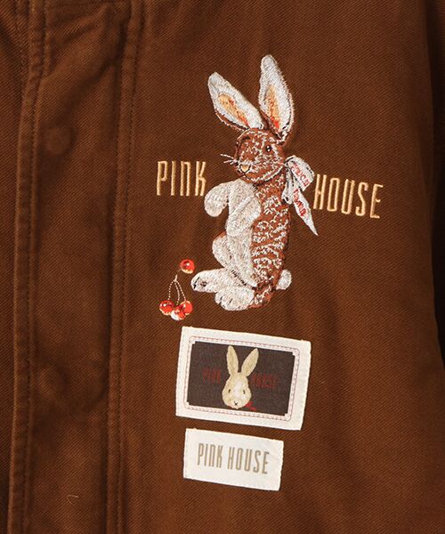 PINK HOUSE / ピンクハウス ミリタリージャケット・コート | オータムチェリーとうさぎ刺繍コート | 詳細3