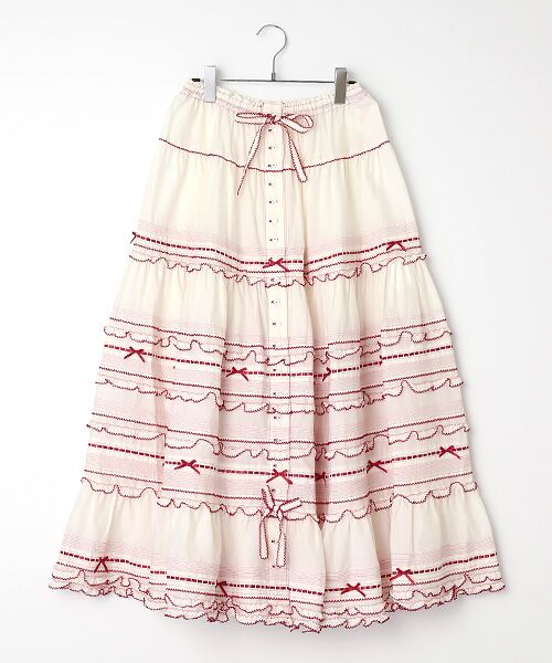 ピンクハウ リボンが可愛いスカート - ロングスカート