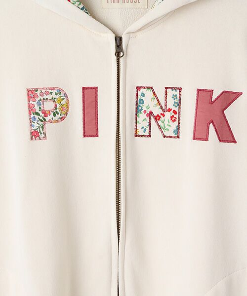 PINK HOUSE / ピンクハウス パーカー | 小花柄ロゴパッチワーク使いパーカー | 詳細1