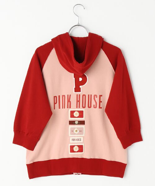 PINK HOUSE ピンクハウス パッチ ロゴ ジップ パーカー スウェット-