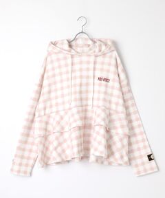 little sunny bite×PINK HOUSE hand drawing checker frill hoodie