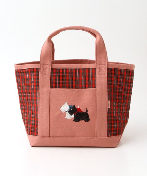 PINK HOUSE / ピンクハウス トートバッグ | スコッチテリア刺繍入りタータンチェック使いバッグ | 詳細1