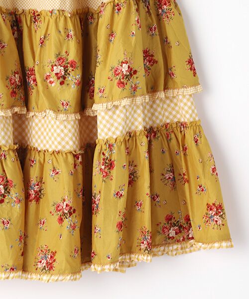 黄色と茶色の段々スカートPINK HOUSEスカート