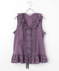 PINK HOUSE / ピンクハウス ベスト | リボン使いローンフリルベスト