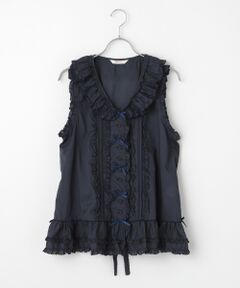 PINK HOUSE / ピンクハウス ベスト | リボン使いローンフリルベスト