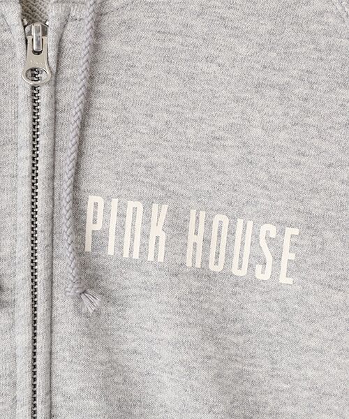 ピンクハウス　ジップアップパーカー　フリル装飾　刺繍ロゴ　Lサイズ　チェック柄