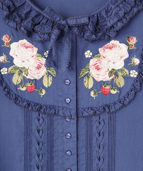 Berry Rose刺繍入りパッチワーク風ワンピース （ロング・マキシ