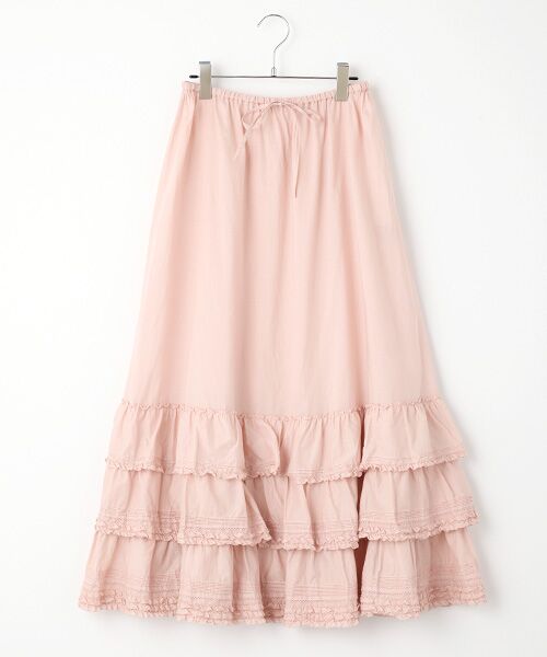 【美品】ピンクハウス スカート 5段フリル ロング丈 フローラル刺繍