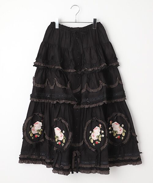 新品☆ピンクハウスの2015年ローン刺繍ブラウス＆ローズブーケミディ丈スカート綿１００％