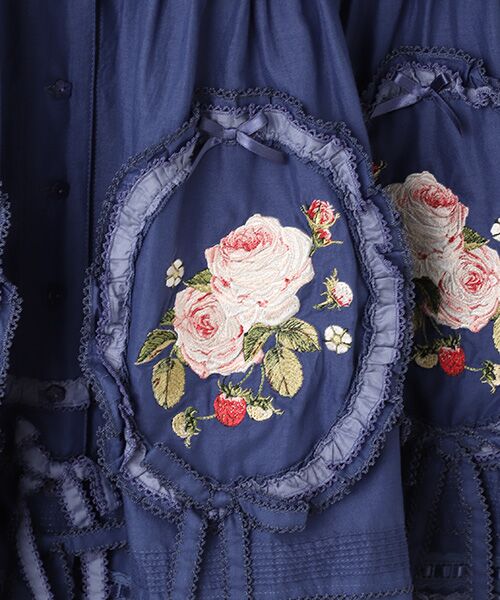 Berry Rose刺繍入りパッチワークスカート （ロング・マキシ丈スカート