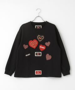 Rambling Hearts刺繍ハートワッペン付きトレーナー （スウェット