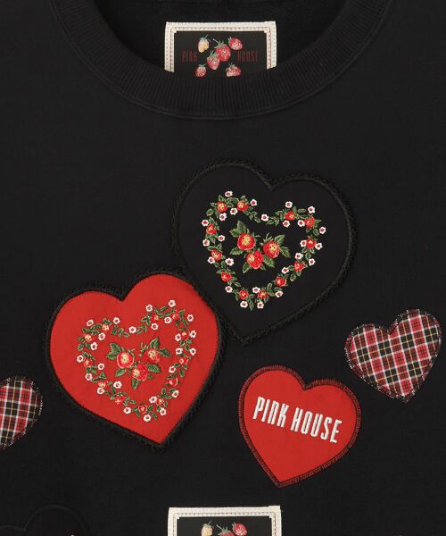 PINK HOUSE / ピンクハウス スウェット | ●Rambling Hearts刺繍ハートワッペン付きトレーナー | 詳細1