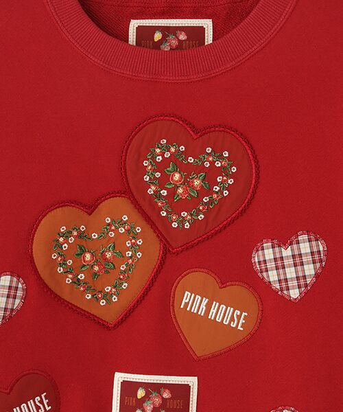 PINK HOUSE / ピンクハウス スウェット | ●Rambling Hearts刺繍ハートワッペン付きトレーナー | 詳細3