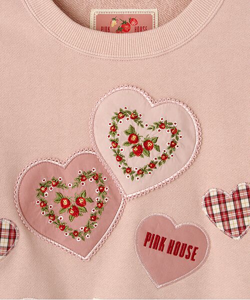 PINK HOUSE / ピンクハウス スウェット | Rambling Hearts刺繍ハートワッペン付きトレーナー | 詳細4