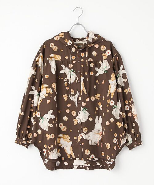 PINK HOUSE / ピンクハウス チュニック | クッキーラビッツプリントフードブラウス（ビターチョコレート）