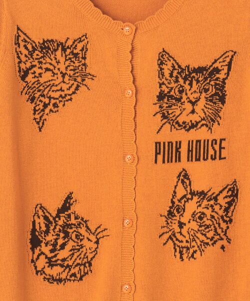 PINK HOUSE / ピンクハウス カーディガン・ボレロ | 書斎の猫たち柄ニットカーディガン | 詳細4