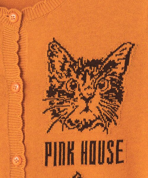 PINK HOUSE / ピンクハウス カーディガン・ボレロ | 書斎の猫たち柄ニットカーディガン | 詳細5