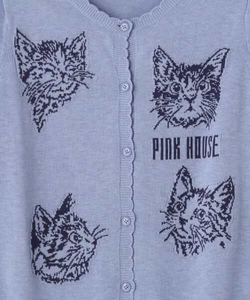 PINK HOUSE / ピンクハウス カーディガン・ボレロ | 書斎の猫たち柄ニットカーディガン | 詳細1