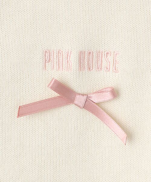 PINK HOUSE / ピンクハウス カーディガン・ボレロ | ロゴ＆ミニリボン付きニットカーディガン | 詳細1