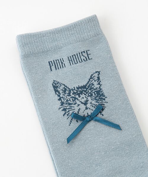 PINK HOUSE / ピンクハウス ソックス | 書斎の猫たち柄ソックス | 詳細2