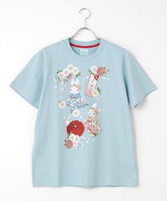 祇園 桃うさプリントTシャツ