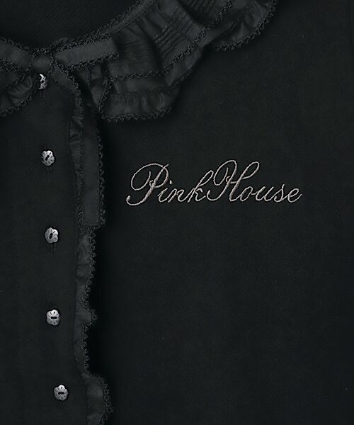 PINK HOUSE / ピンクハウス カーディガン・ボレロ | ローンフリル襟付きガーゼ裏毛カーディガン | 詳細1