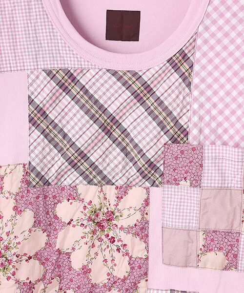 PINK HOUSE / ピンクハウス Tシャツ | マーブルローズプリントパッチワークTシャツ | 詳細8