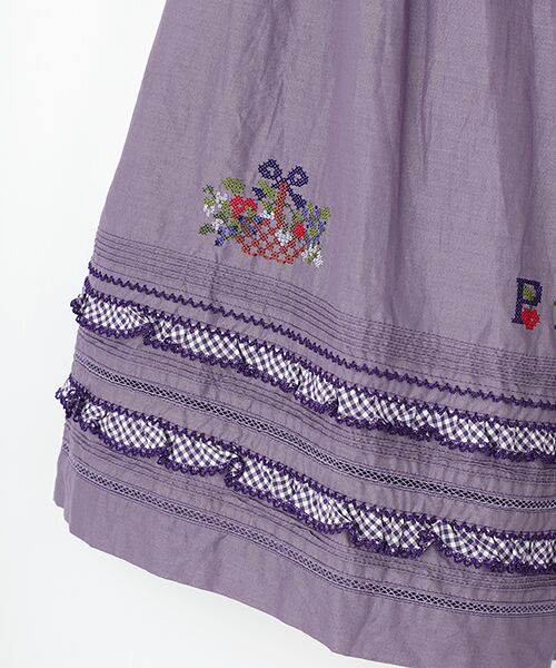 PINK HOUSE / ピンクハウス ロング・マキシ丈スカート | クロスステッチ刺繍使いスカート | 詳細9