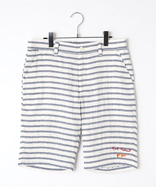 PINK HOUSE / ピンクハウス ショート・ハーフ・半端丈パンツ | 【P’MAS×Karl Helmut】先染めボーダードットダブルガーゼハーフパンツ(シロ×コン)