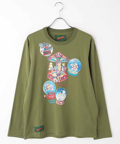 PINK HOUSE/ピンクハウス スノードームプリント長袖カットソー グリーン M