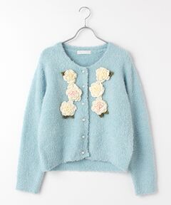 PINK HOUSE / ピンクハウス カーディガン・ボレロ | ●ホワイトローズモチーフニットカーディガン