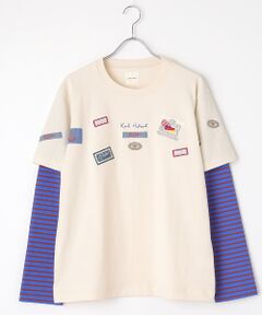 ネームワッペンいっぱい袖ボーダー長袖Ｔシャツ