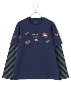 ネームワッペンいっぱい袖ボーダー長袖Ｔシャツ