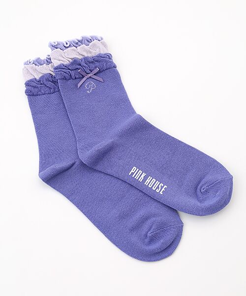 PINK HOUSE/ピンクハウス ロゴフリル使いソックス パープルケイ F PINK HOUSE/ピンクハウス ロゴフリル使いソックス パープルケイ F