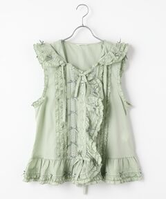 うさぎの耳フード付きベストブラウス