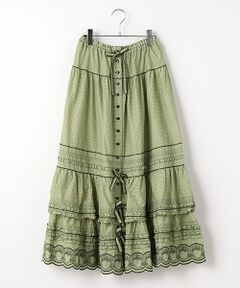 PINK HOUSE / ピンクハウス ロング・マキシ丈スカート | いちごステッチレース使い水玉ロータリープリントスカート