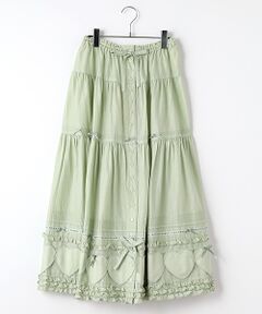 PINK HOUSE / ピンクハウス ロング・マキシ丈スカート | ハートパッチワーク使いローンスカート