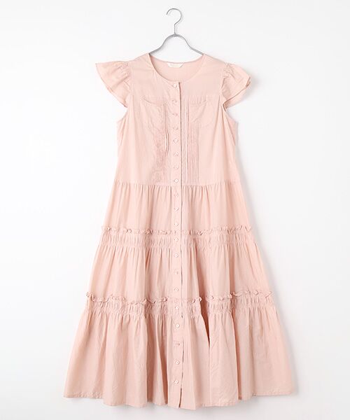 PINK HOUSE/ピンクハウス シャーリングティアードワンピース ピンク F PINK HOUSE/ピンクハウス シャーリングティアードワンピース ピンク F