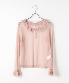 ドットチュールブラウス