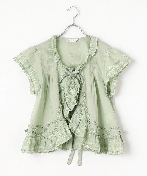 PINK HOUSE/ピンクハウス リボンモチーフ使いボレロ風ブラウス ミント F PINK HOUSE/ピンクハウス リボンモチーフ使いボレロ風ブラウス ミント F